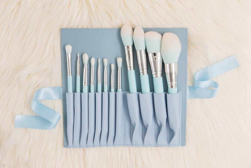 Blue 12 Piece Makeup Brush Set