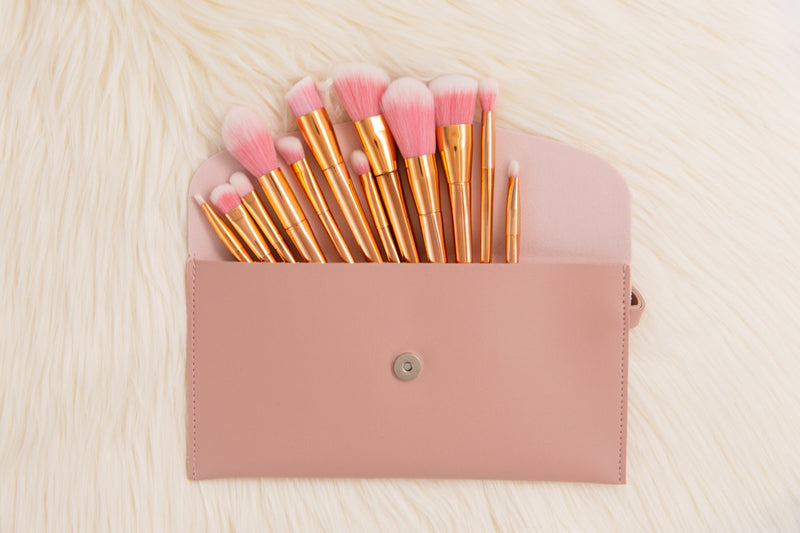 Pink 12 Piece Makeup Brush Set