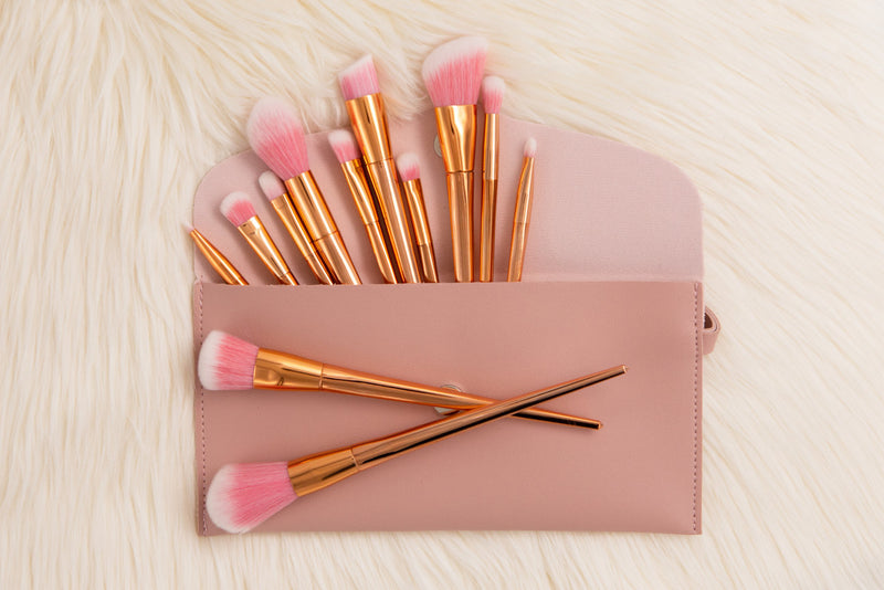 Pink 12 Piece Makeup Brush Set